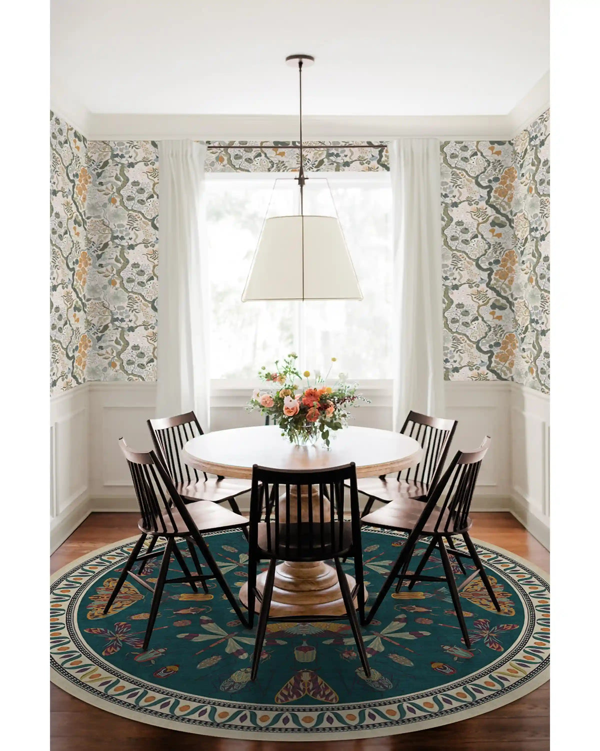 Flutterby Teal Rug by Iris Apfel