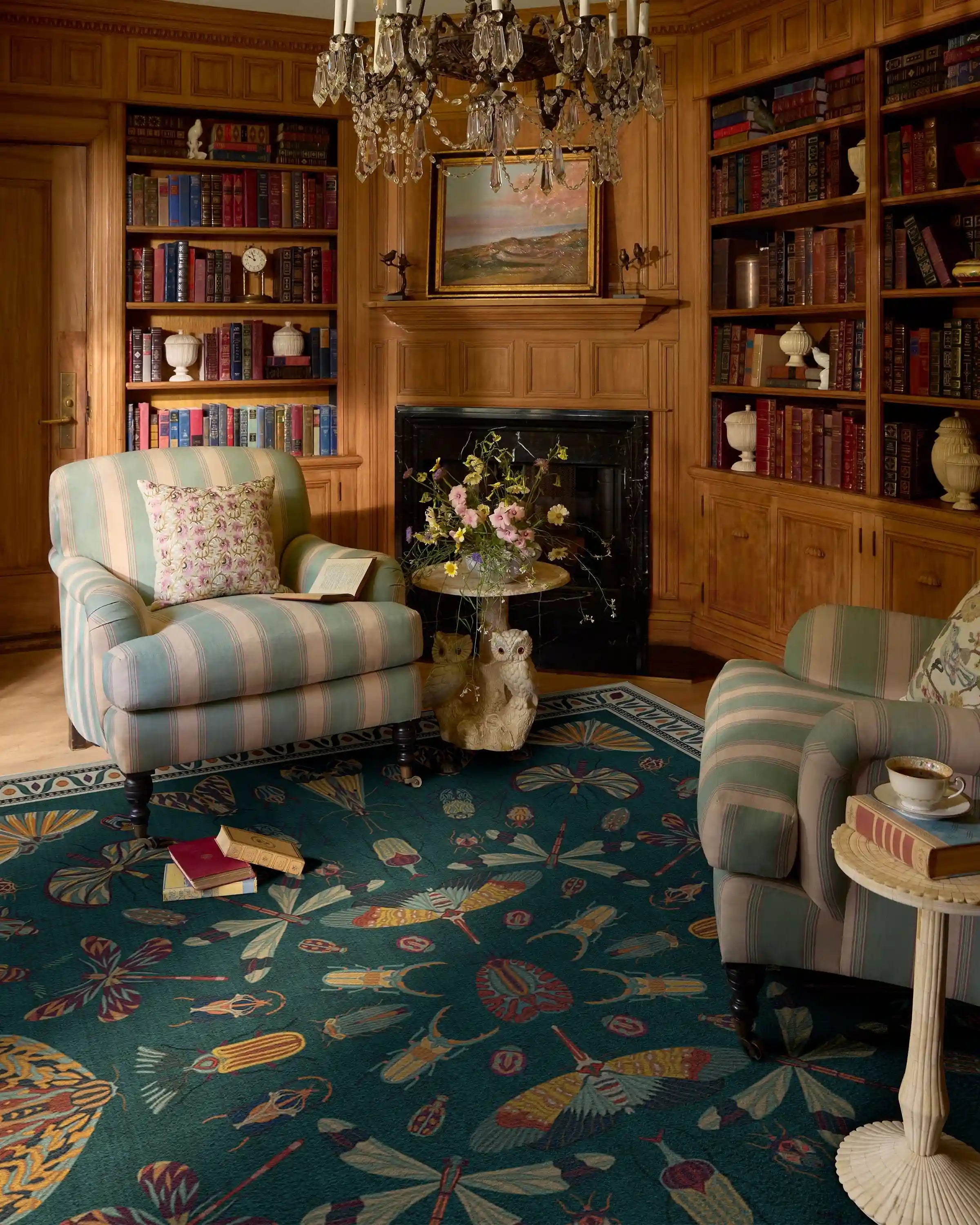 Flutterby Teal Rug by Iris Apfel