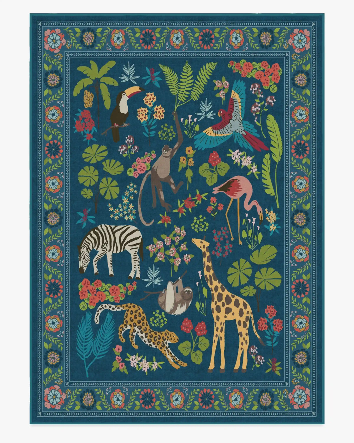 Jingle Jungle Royal Blue Rug by Iris Apfel
