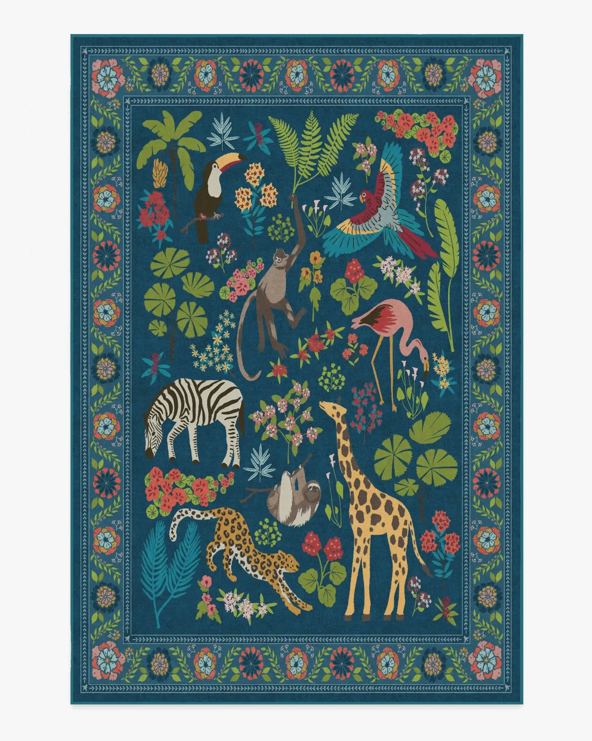 Jingle Jungle Royal Blue Rug by Iris Apfel