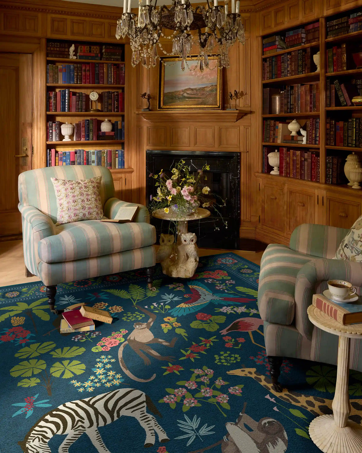 Jingle Jungle Royal Blue Rug by Iris Apfel