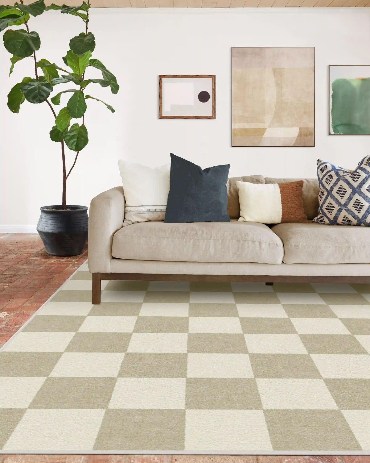Jaque Checkered Stone Rug