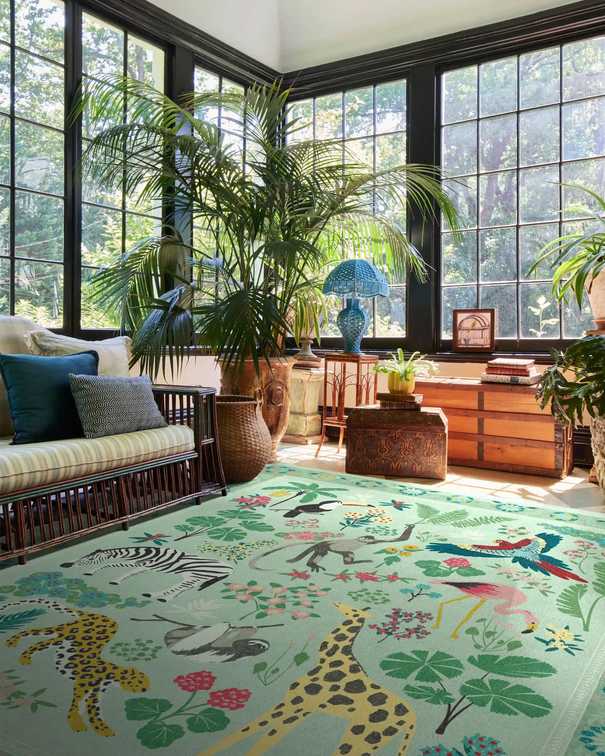 Jingle Jungle Sage Rug by Iris Apfel