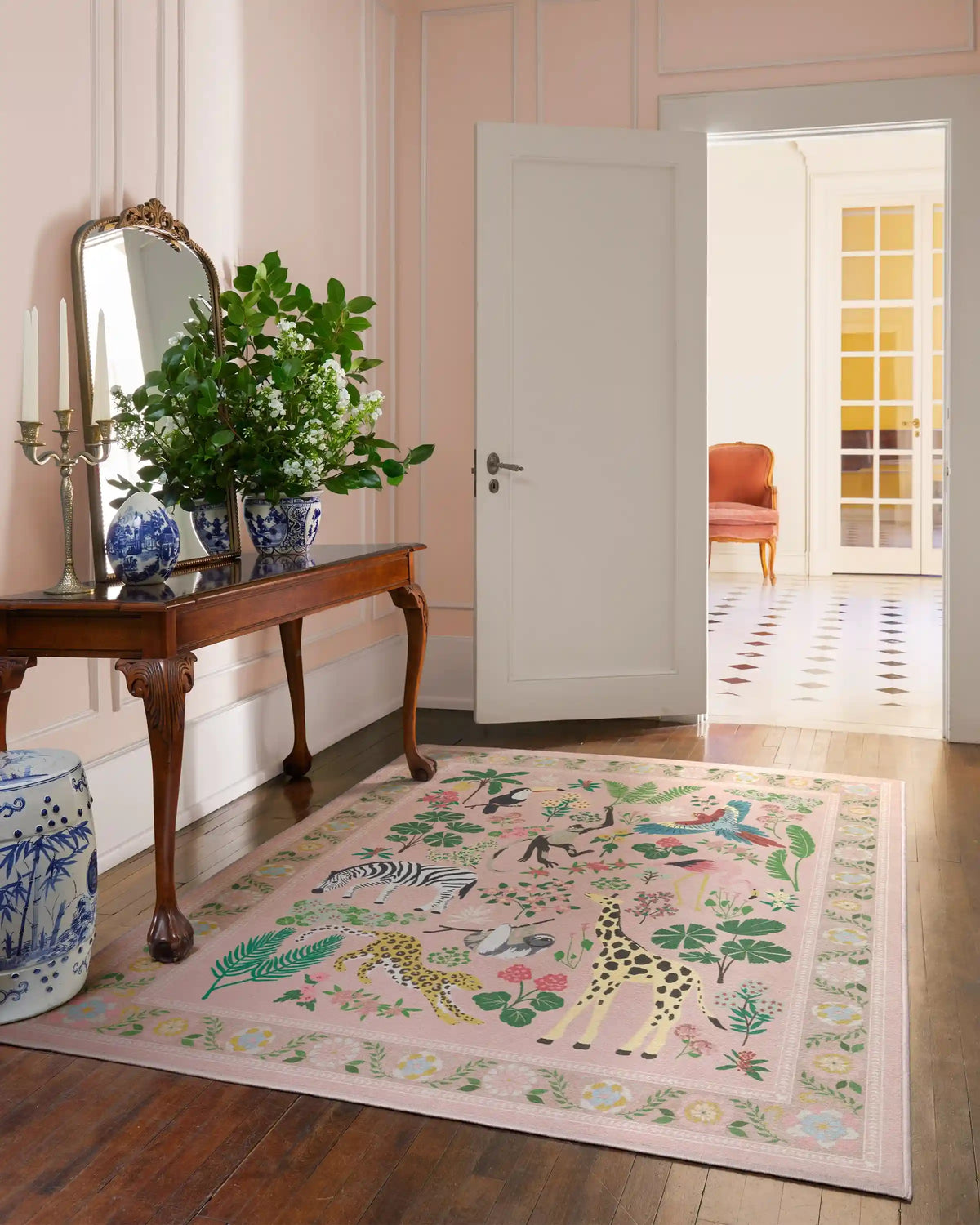 Jingle Jungle Soft Pink Rug by Iris Apfel