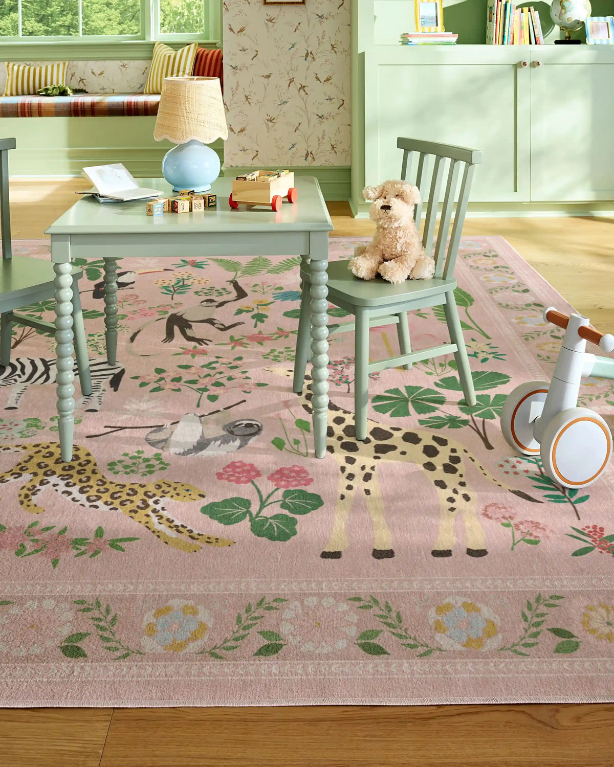 Jingle Jungle Soft Pink Rug by Iris Apfel