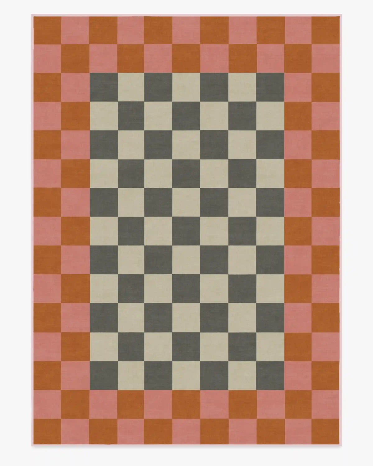 Checker Border Pink & Orange Rug by Jonathan Adler