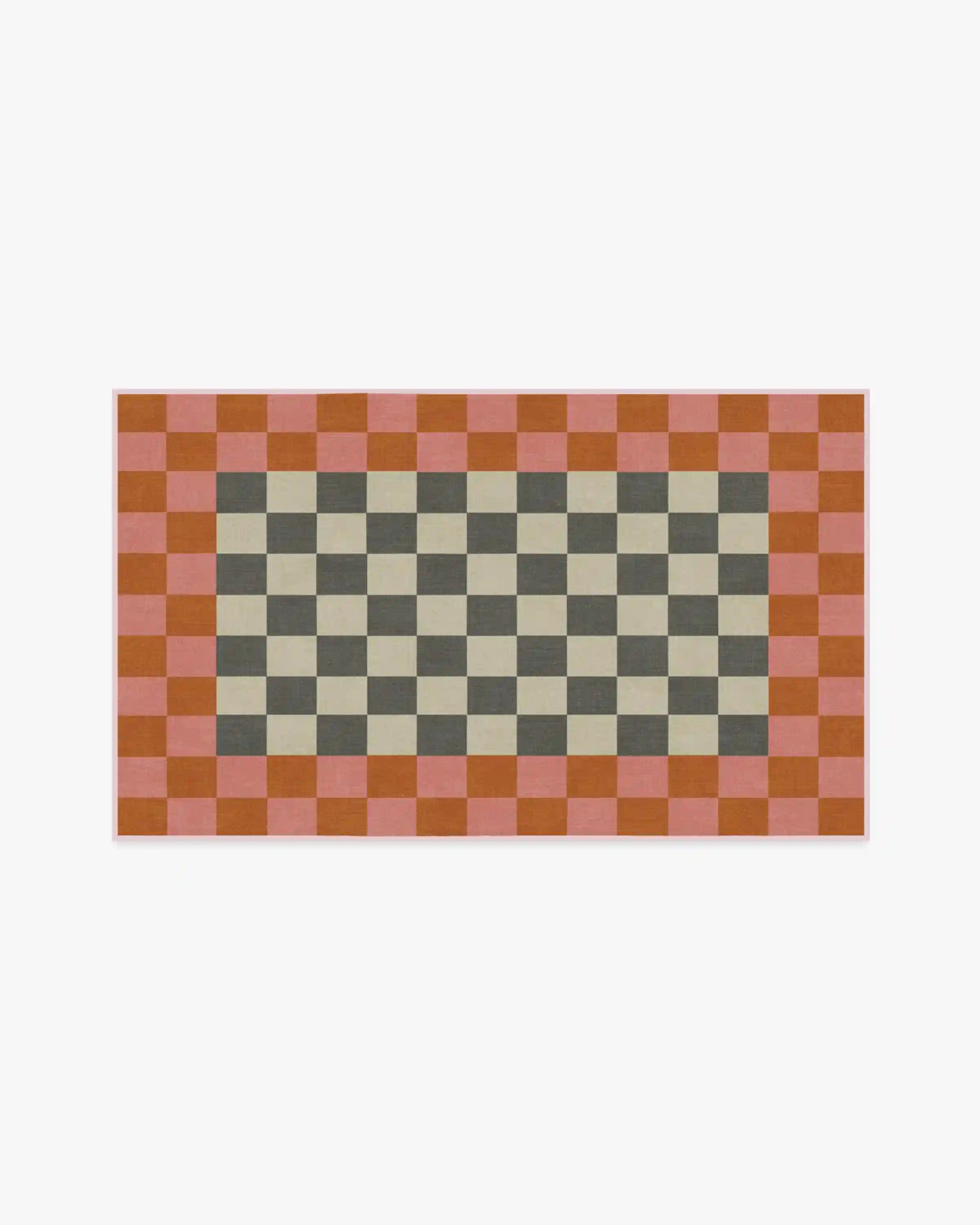 Checker Border Pink & Orange Rug by Jonathan Adler
