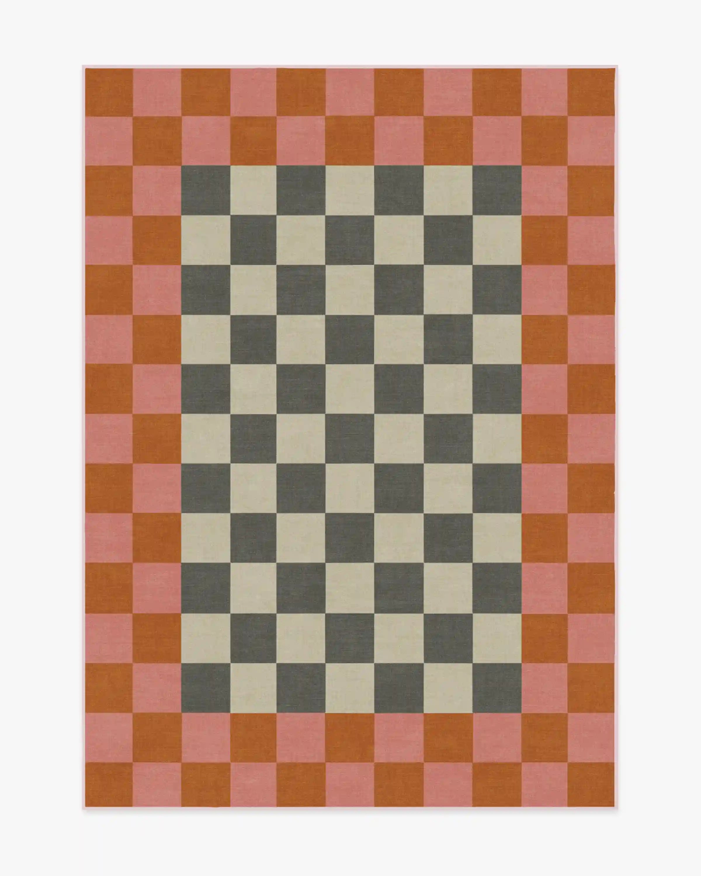 Checker Border Pink & Orange Rug by Jonathan Adler