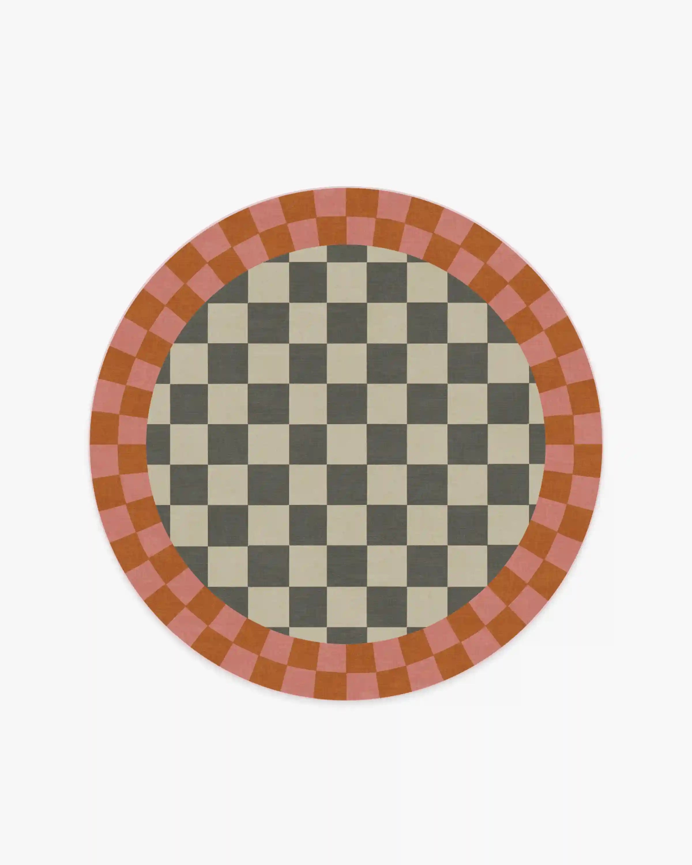 Checker Border Pink & Orange Rug by Jonathan Adler