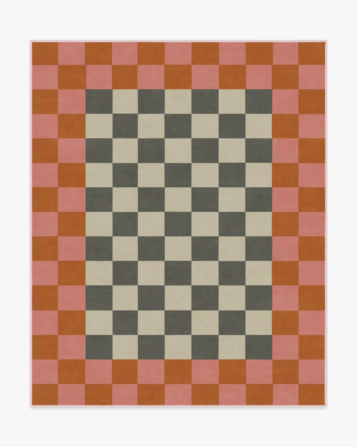 Checker Border Pink & Orange Rug by Jonathan Adler
