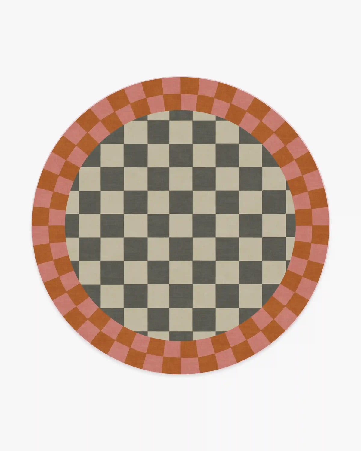 Checker Border Pink & Orange Rug by Jonathan Adler