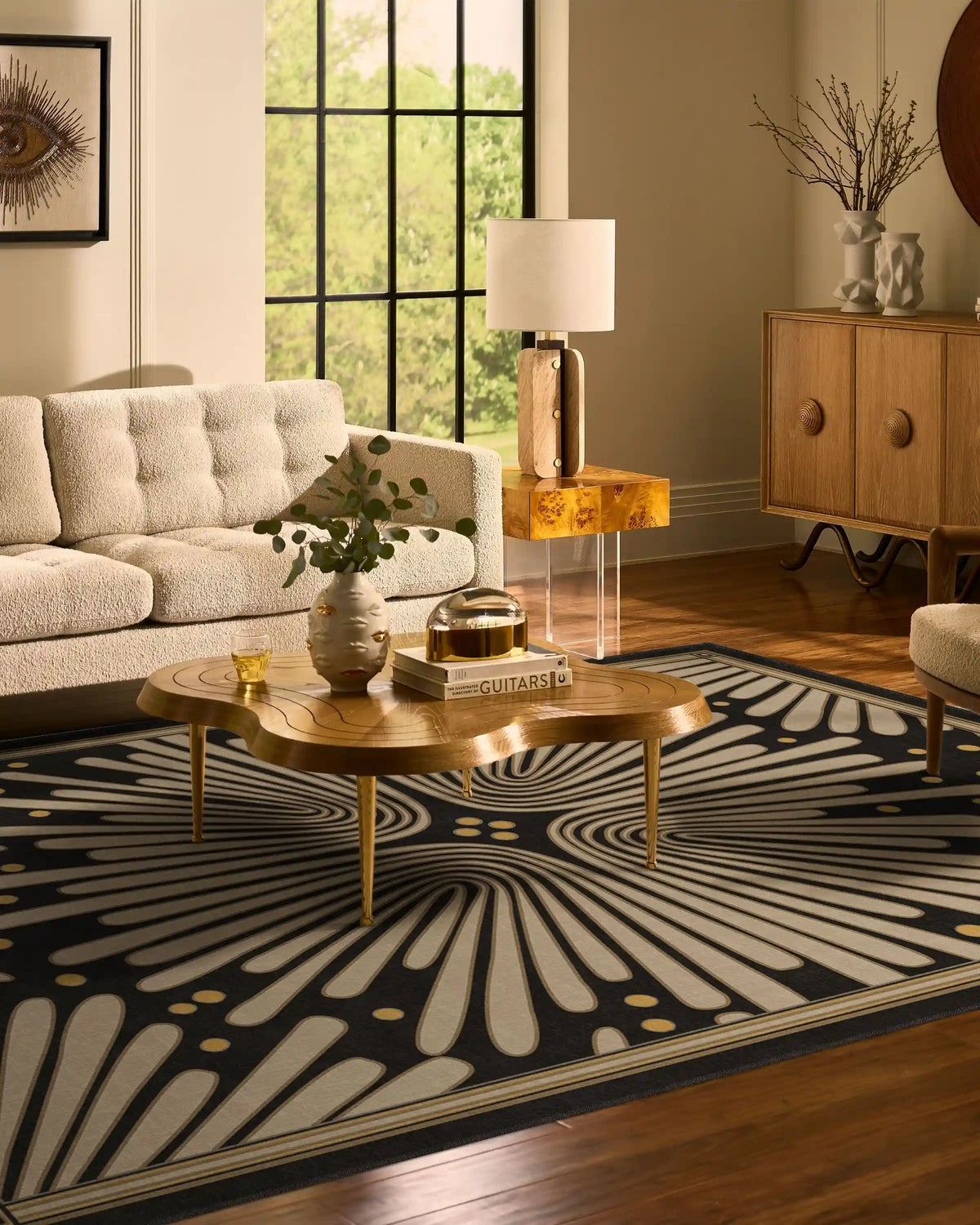 Gatsby Black & Gold Rug by Jonathan Adler
