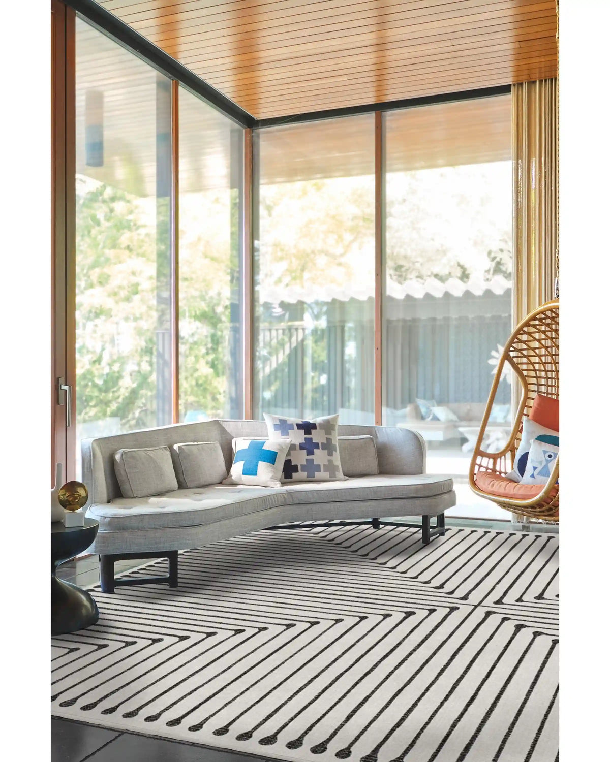 Inkdrop Black & Ivory Rug by Jonathan Adler
