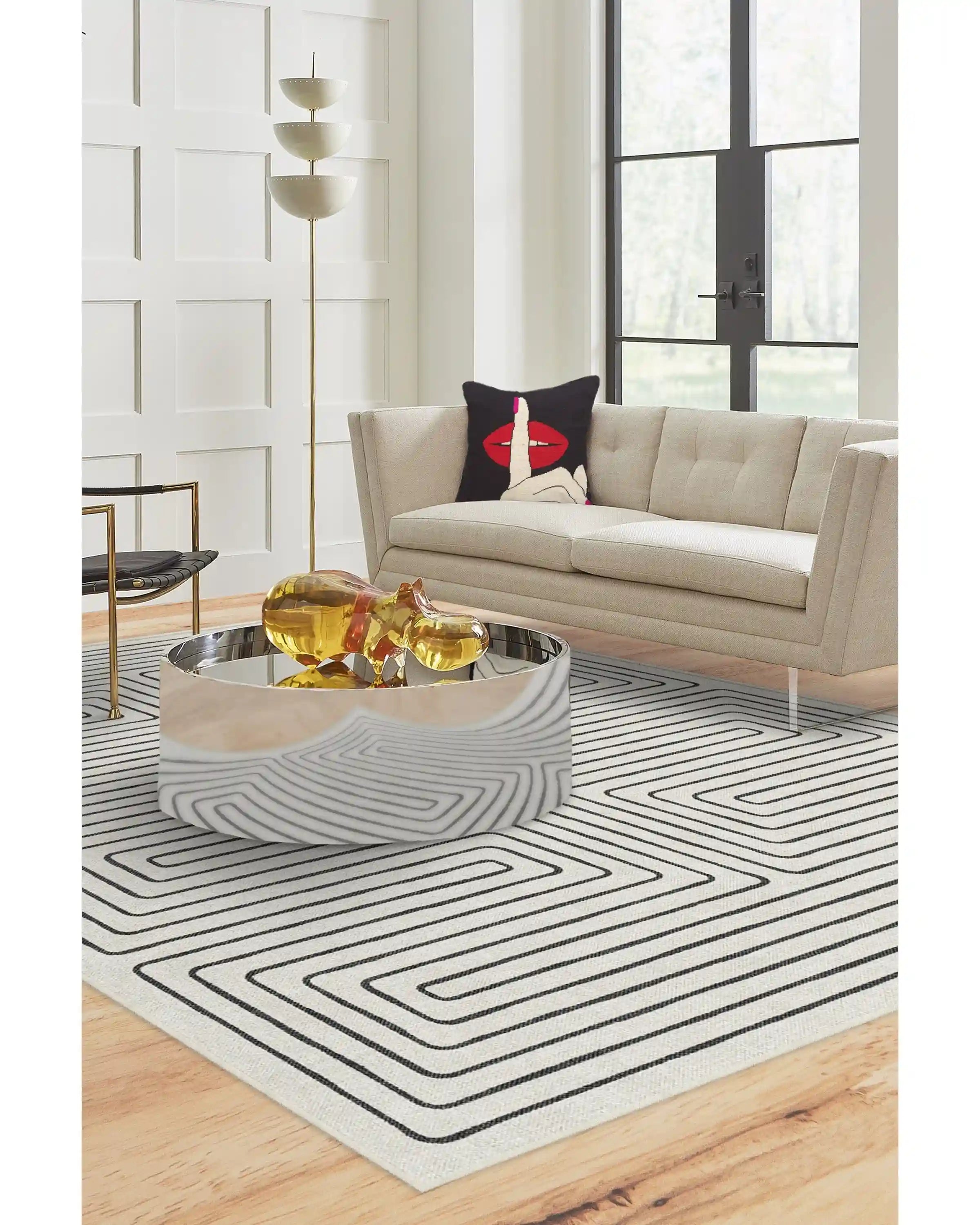 Labyrinth Black & Ivory Rug by Jonathan Adler