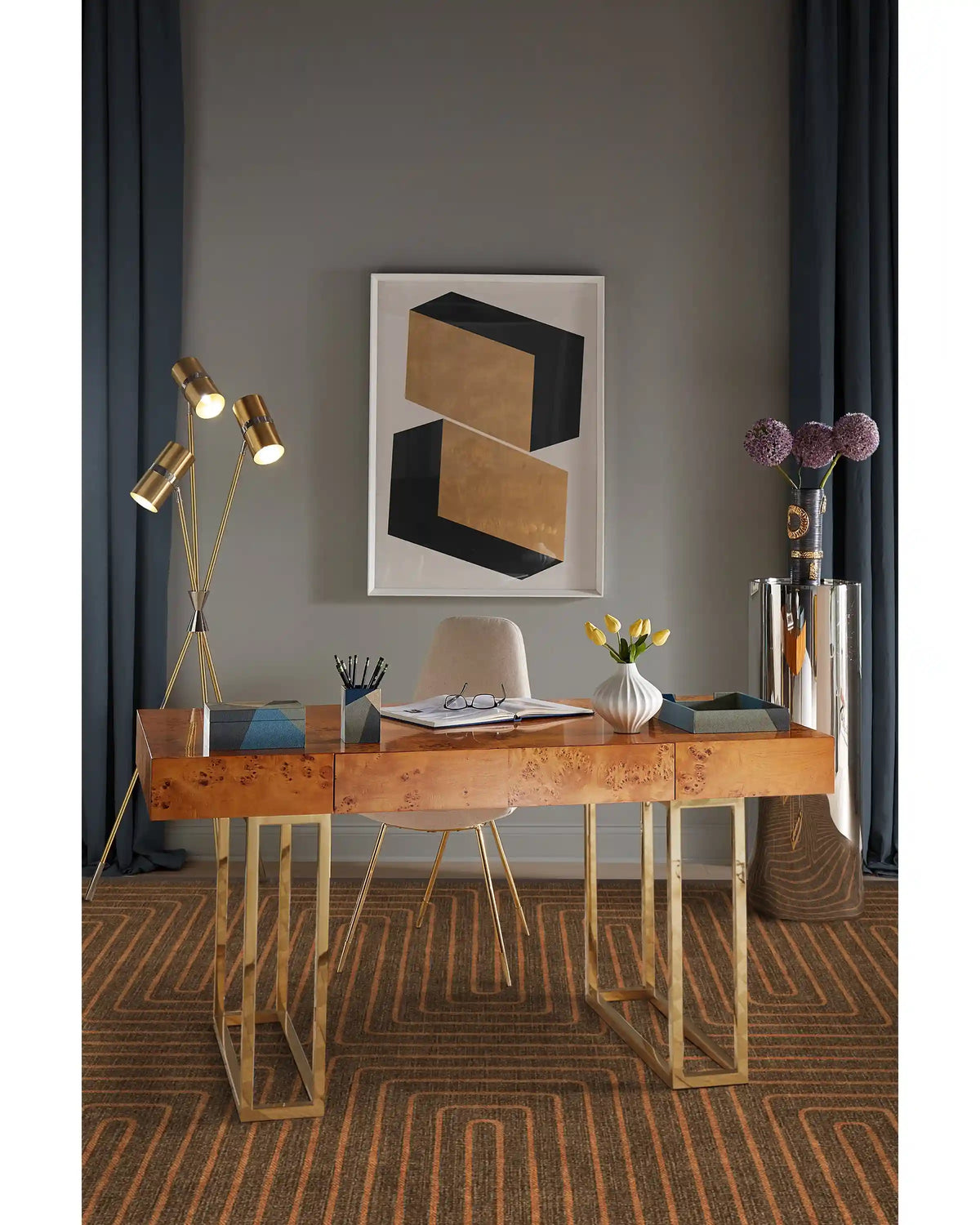 Labyrinth Brown & Orange Rug by Jonathan Adler