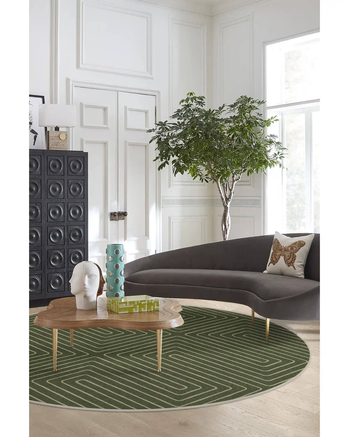 Labyrinth Fern Green Rug by Jonathan Adler