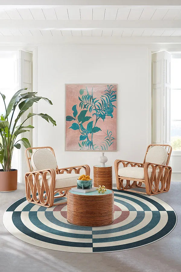 Op Art Teal Rug by Jonathan Adler