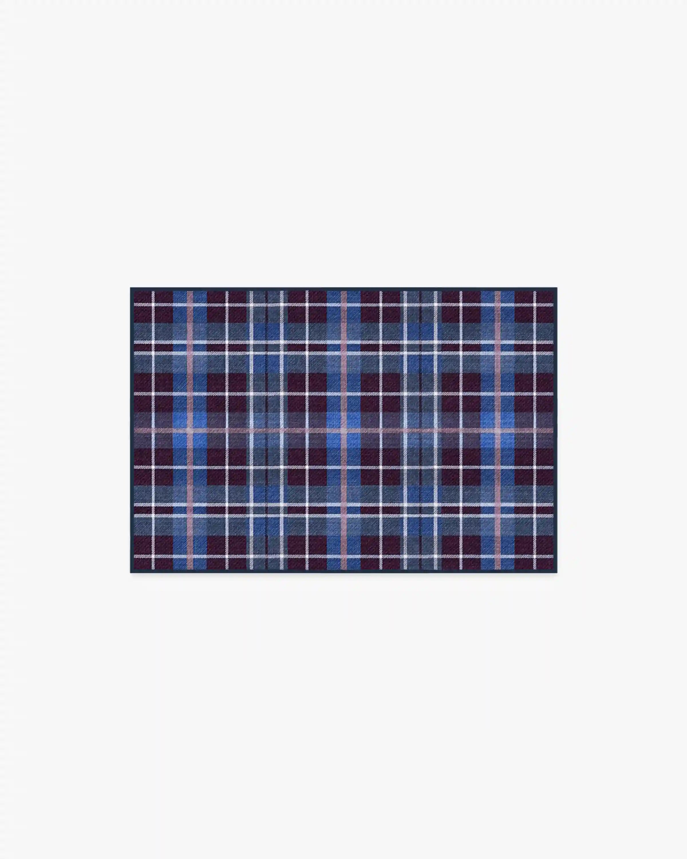 Josa Plaid Burgundy & Blue Rug by Humberto Leon