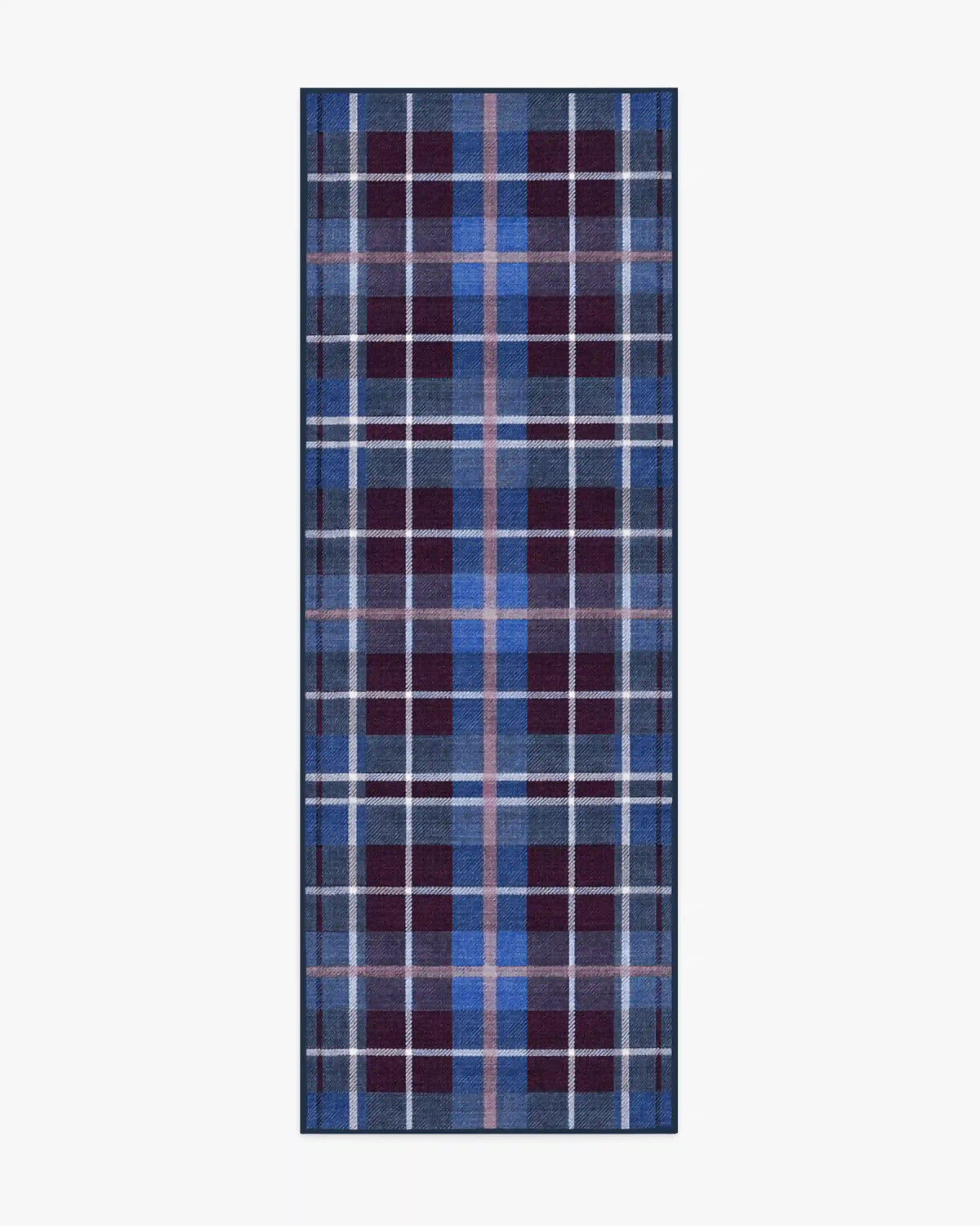 Josa Plaid Burgundy & Blue Rug by Humberto Leon