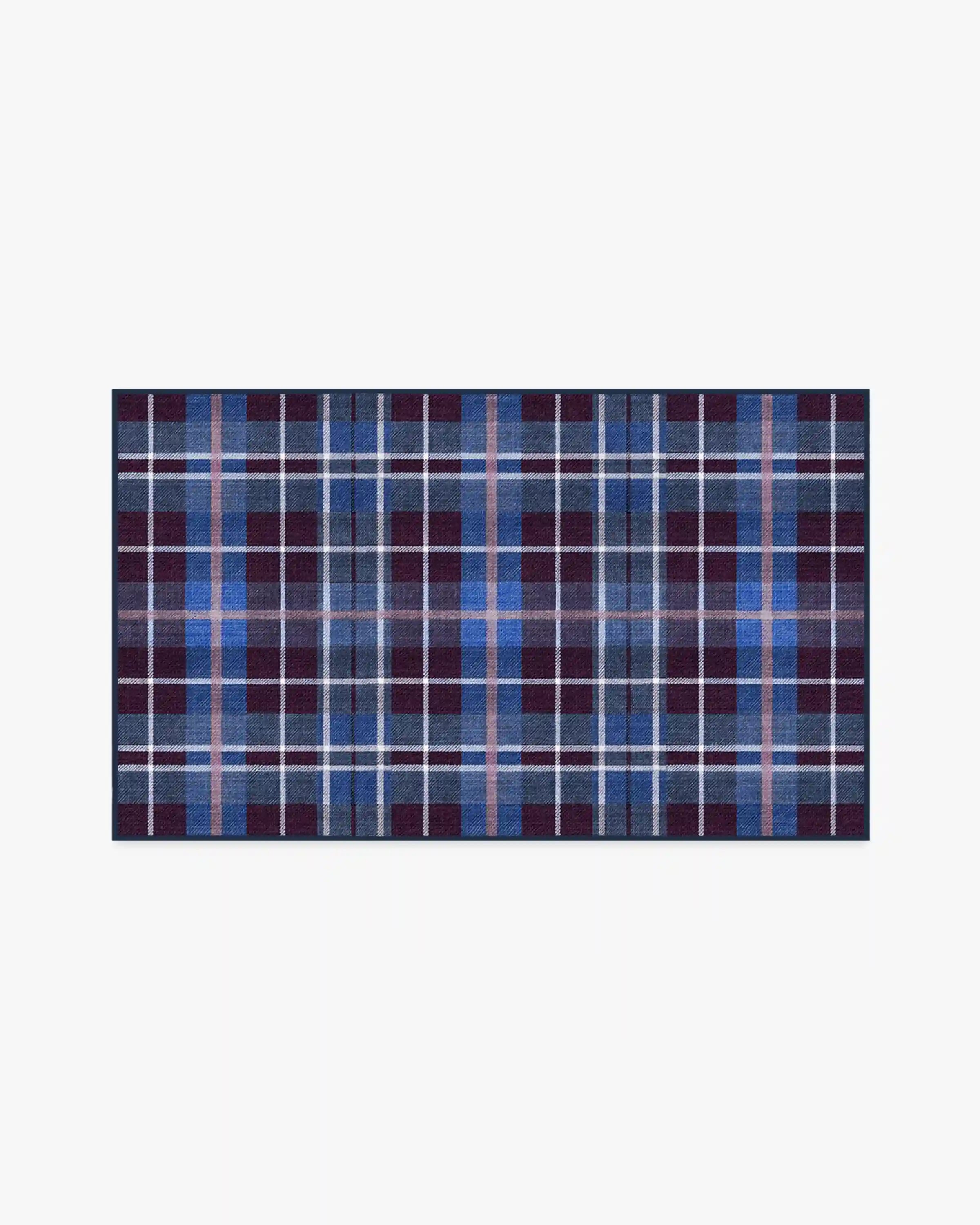 Josa Plaid Burgundy & Blue Rug by Humberto Leon