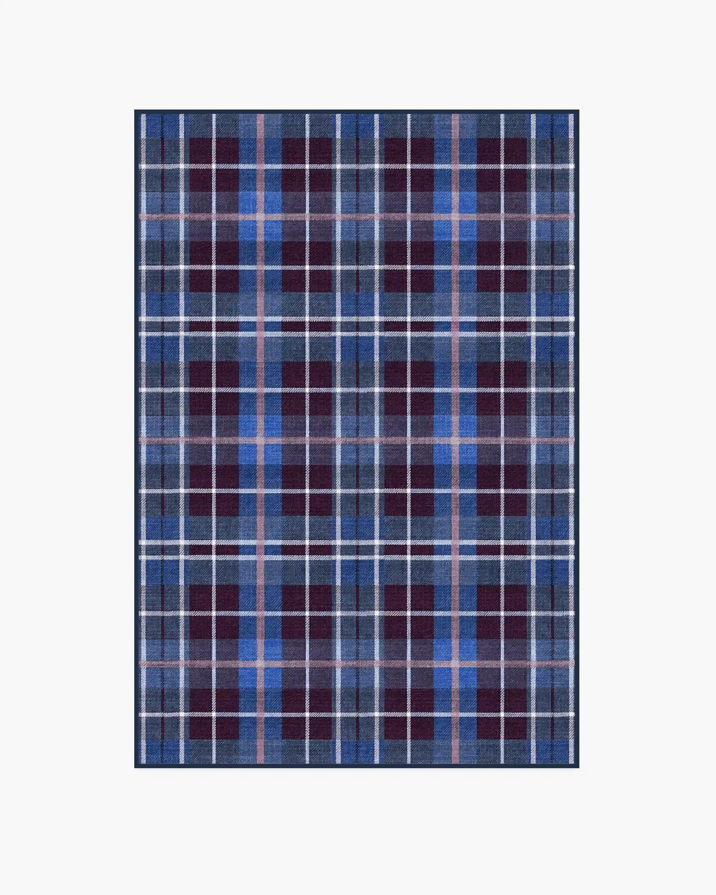 Josa Plaid Burgundy & Blue Rug by Humberto Leon