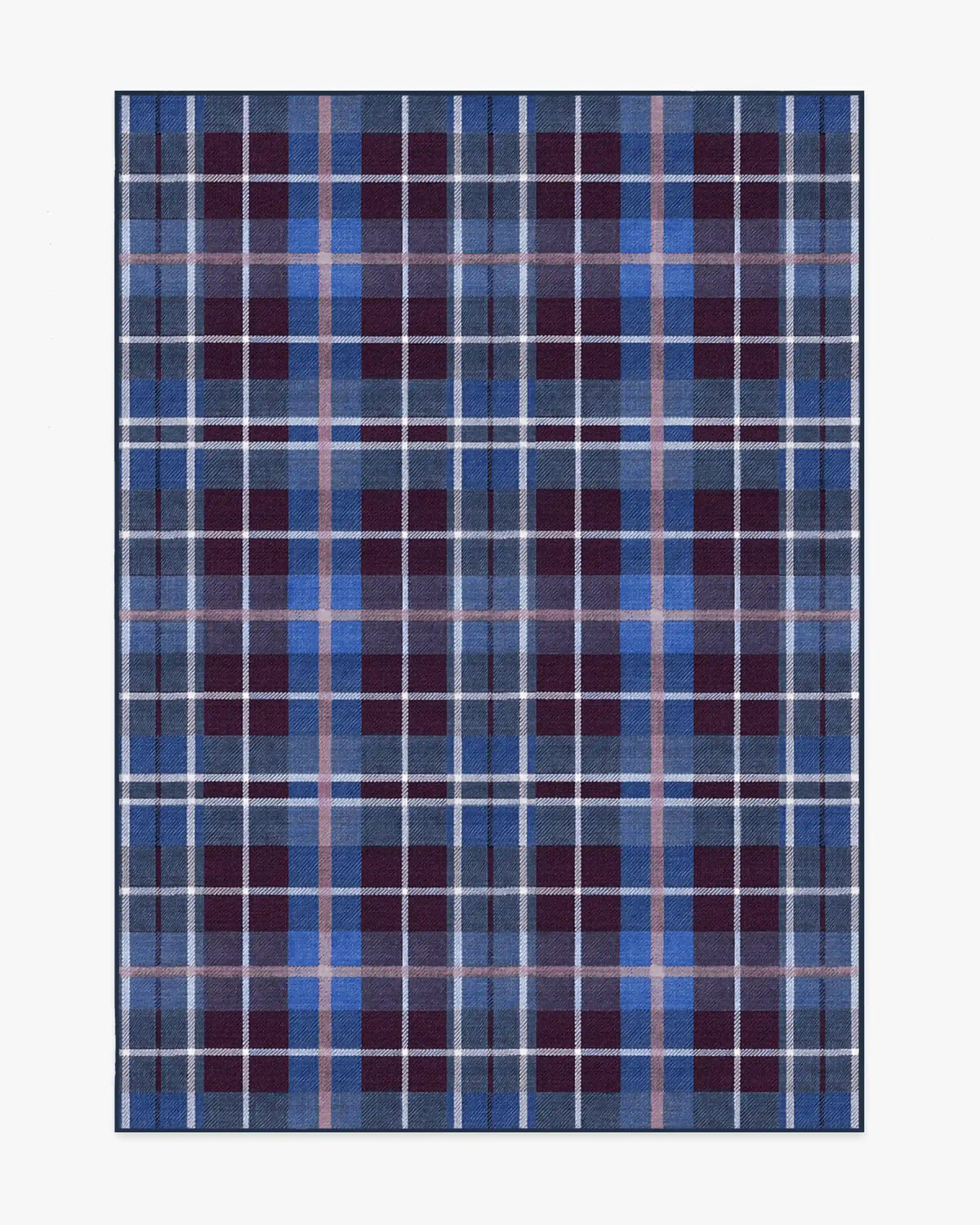 Josa Plaid Burgundy & Blue Rug by Humberto Leon