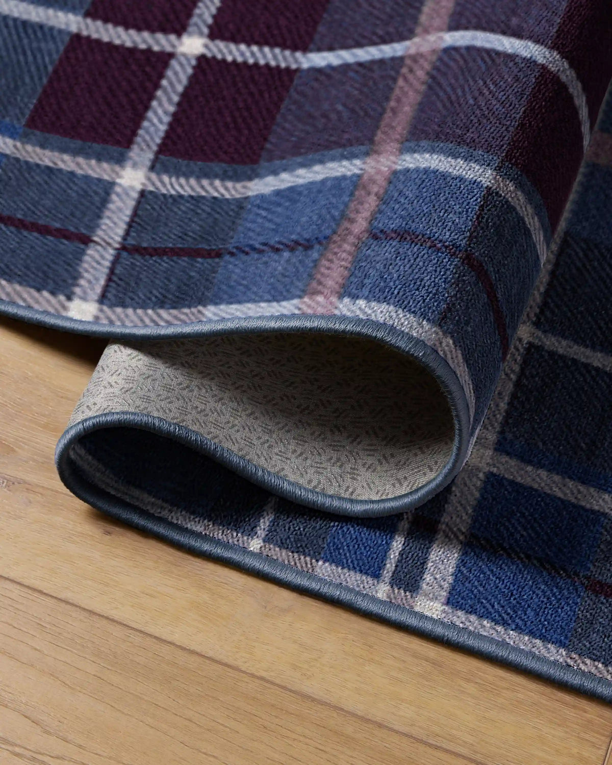 Josa Plaid Burgundy & Blue Rug by Humberto Leon