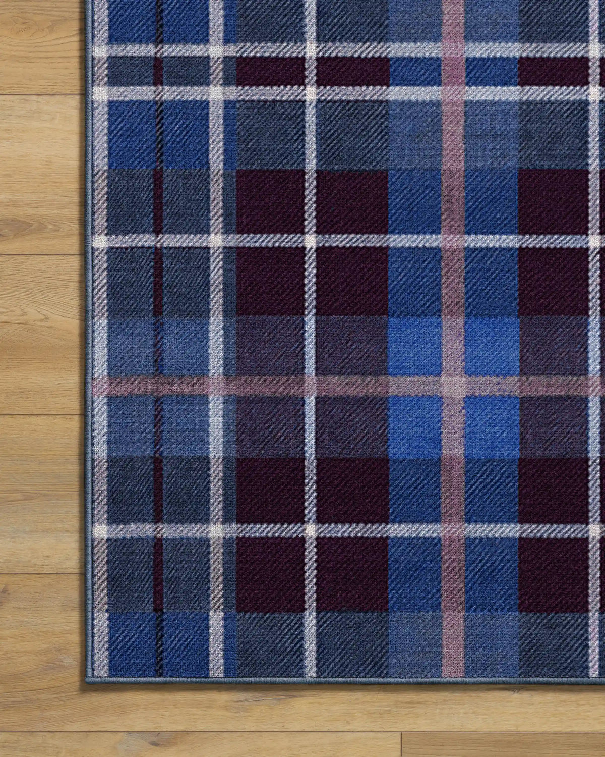Josa Plaid Burgundy & Blue Rug by Humberto Leon