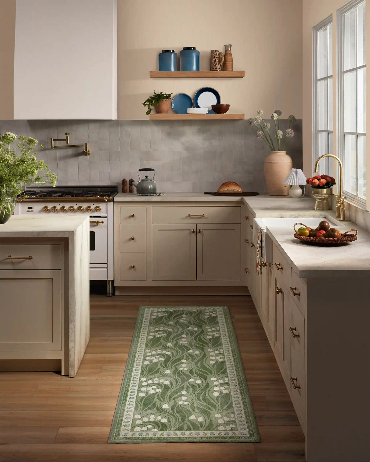Lila Green & Ivory Rug