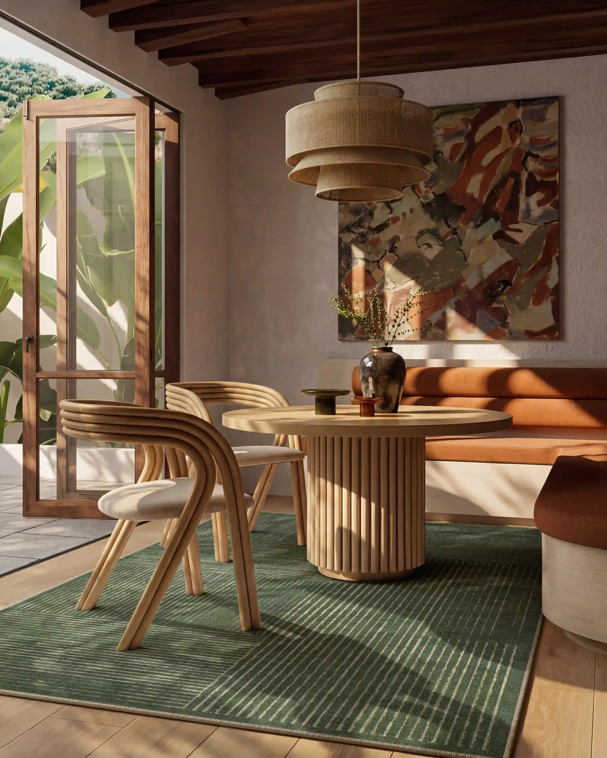 Linear Oasis Green Rug