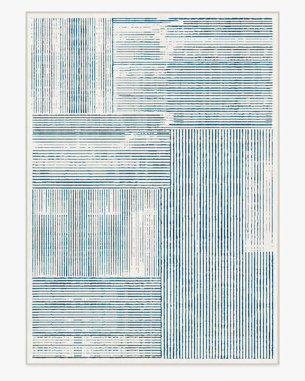 Linear Oasis Ivory & Blue Rug
