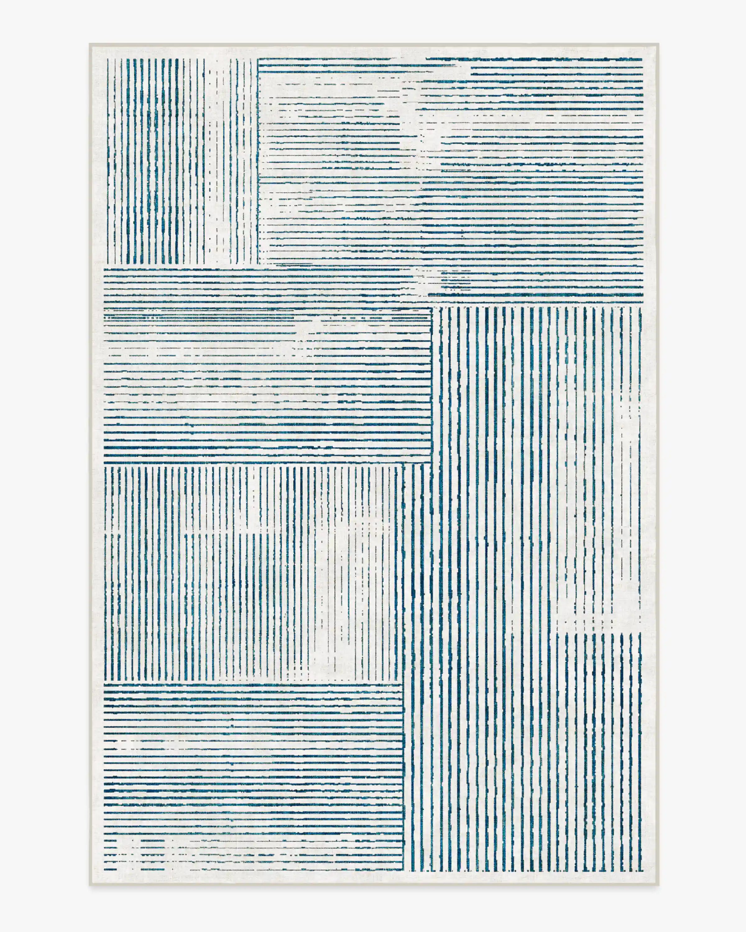 Linear Oasis Ivory & Blue Rug