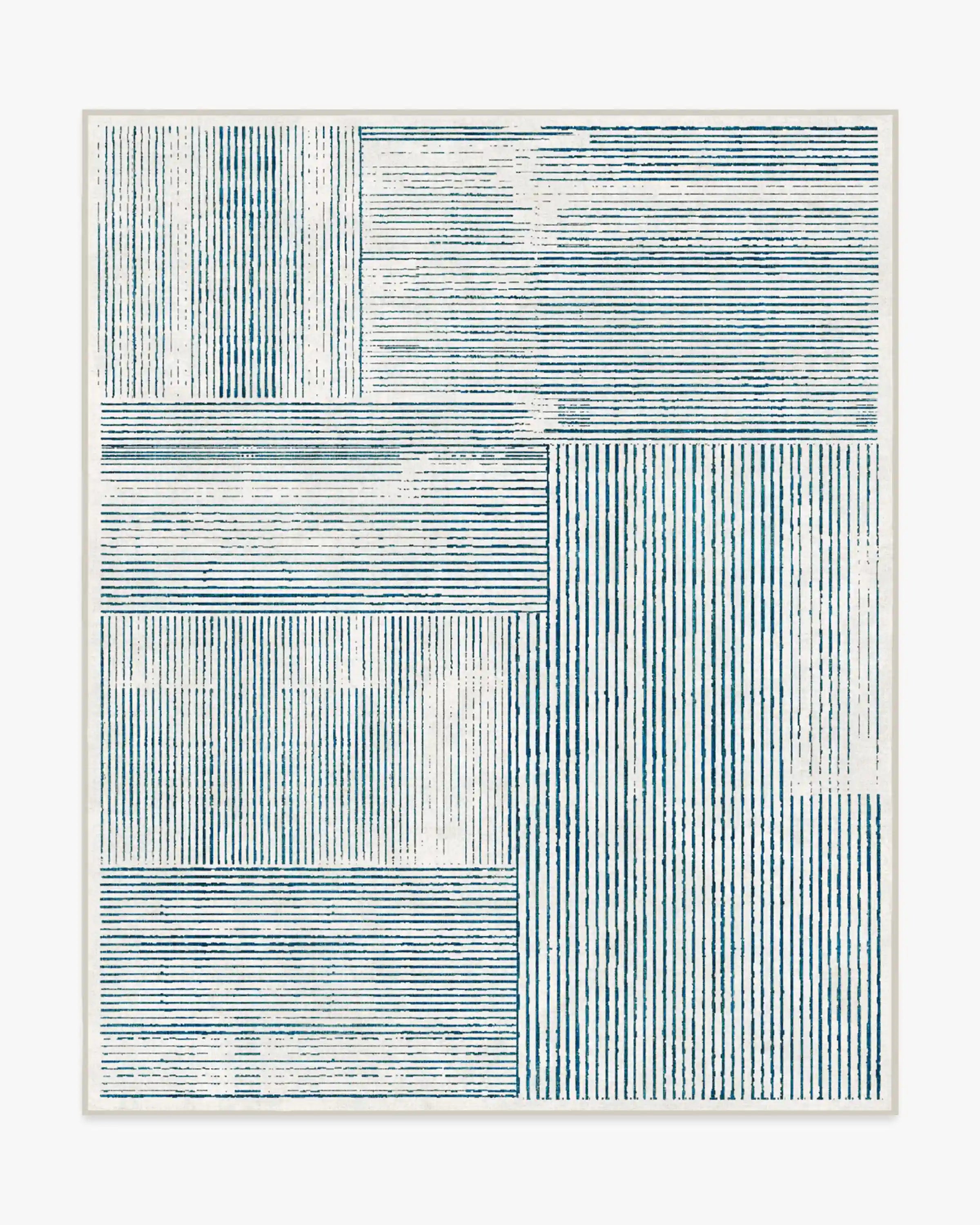 Linear Oasis Ivory & Blue Rug