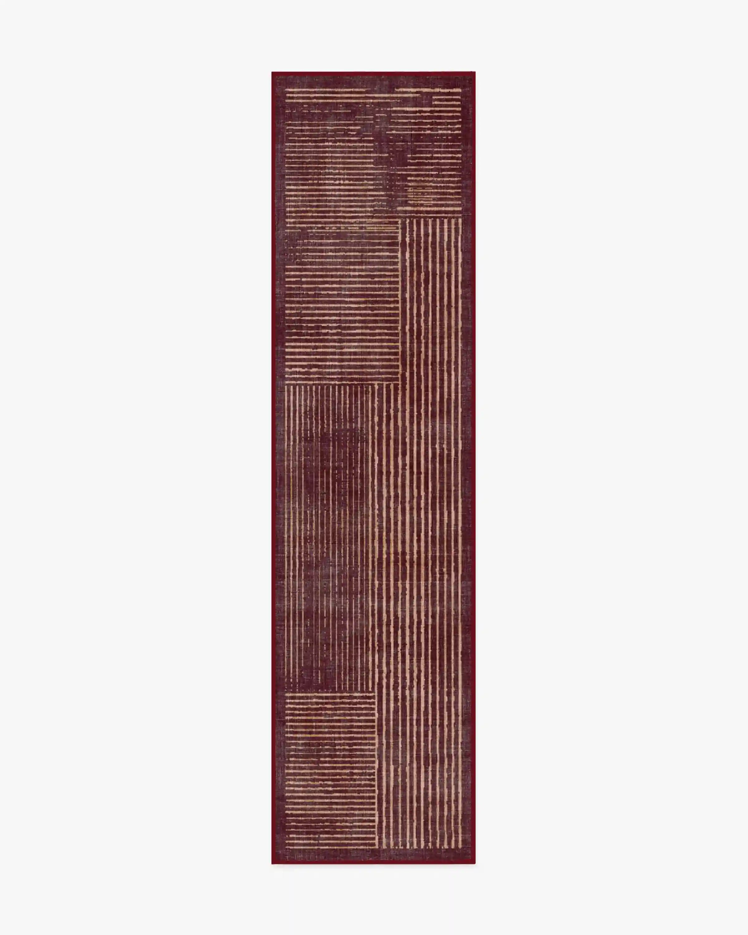 Linear Oasis Rust Red Rug