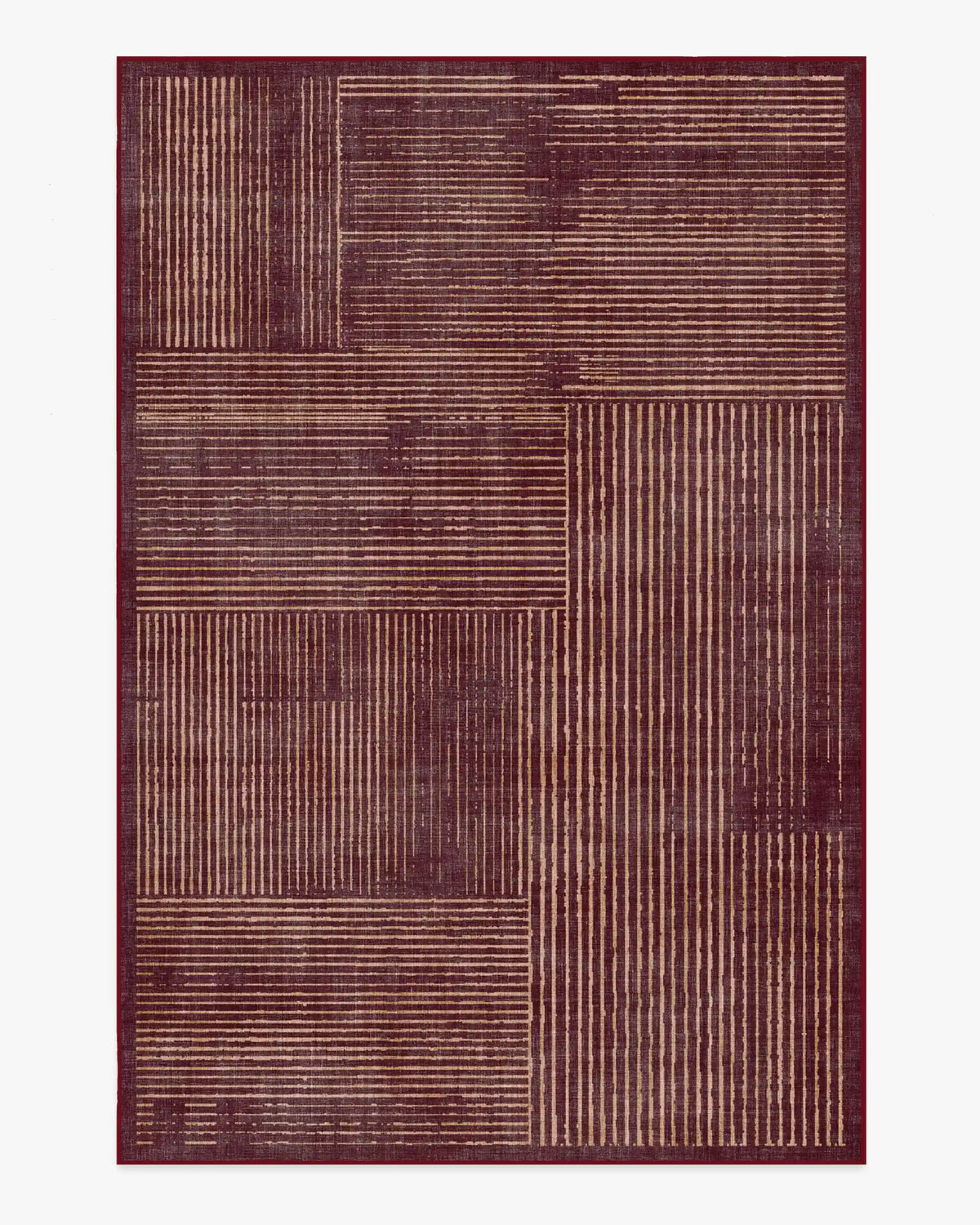 Linear Oasis Rust Red Rug