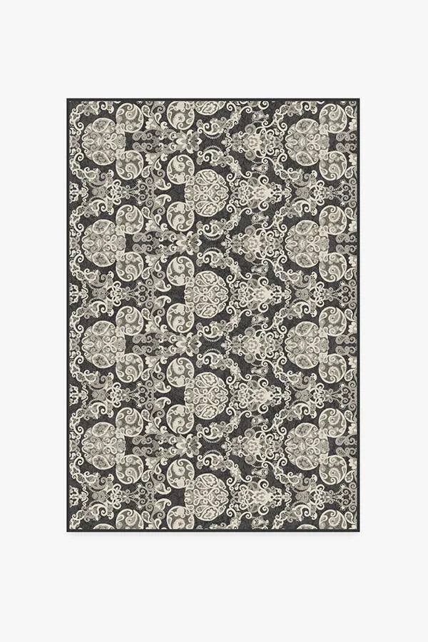 Mickey Damask Charcoal Rug