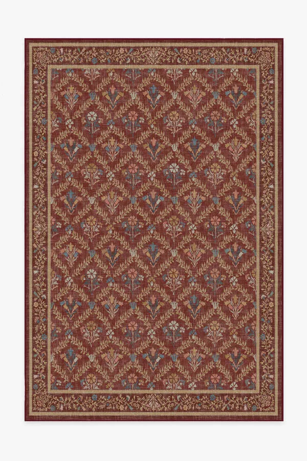 Bellflowers Amber Red Rug by Morris & Co.