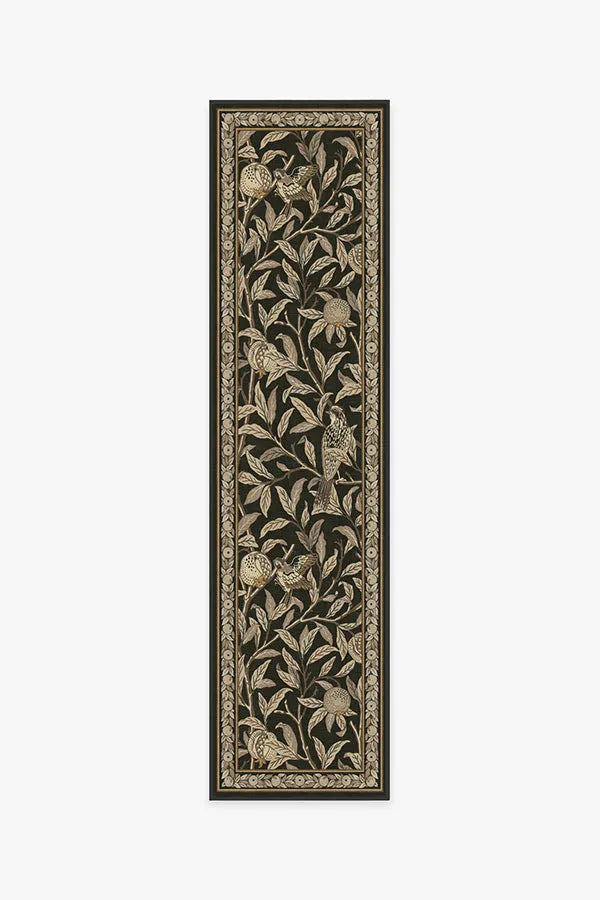 Bird & Pomegranate Soft Black Rug by Morris & Co.