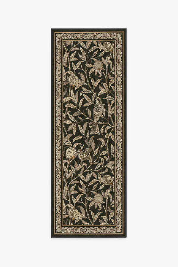Bird & Pomegranate Soft Black Rug by Morris & Co.