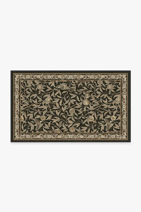 Bird & Pomegranate Soft Black Rug by Morris & Co.