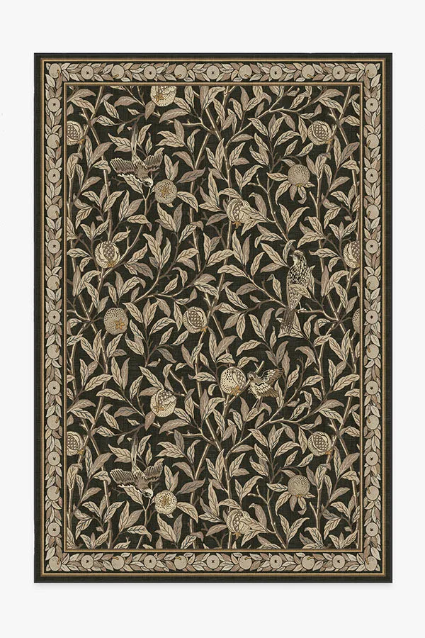 Bird & Pomegranate Soft Black Rug by Morris & Co.