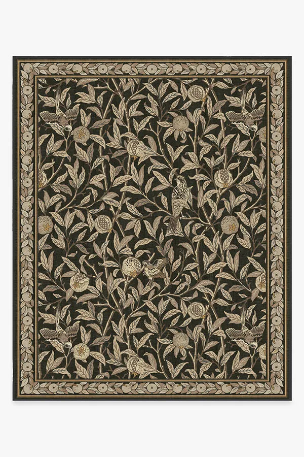 Bird & Pomegranate Soft Black Rug by Morris & Co.