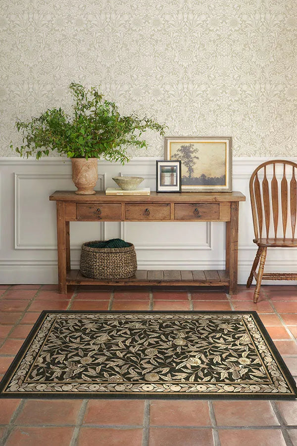 Bird & Pomegranate Soft Black Rug by Morris & Co.