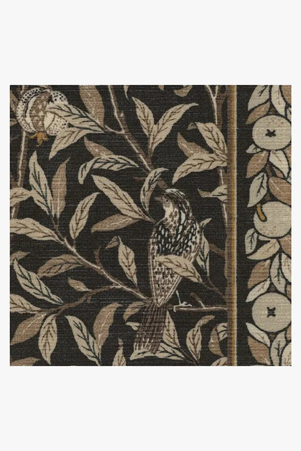 Bird & Pomegranate Soft Black Rug by Morris & Co.