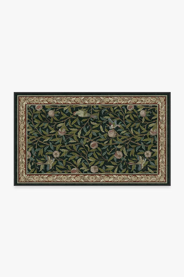 Bird & Pomegranate Teal Green Rug by Morris & Co.