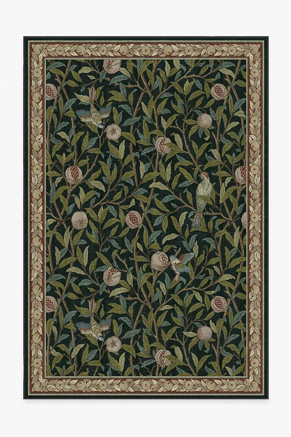 Bird & Pomegranate Teal Green Rug by Morris & Co.
