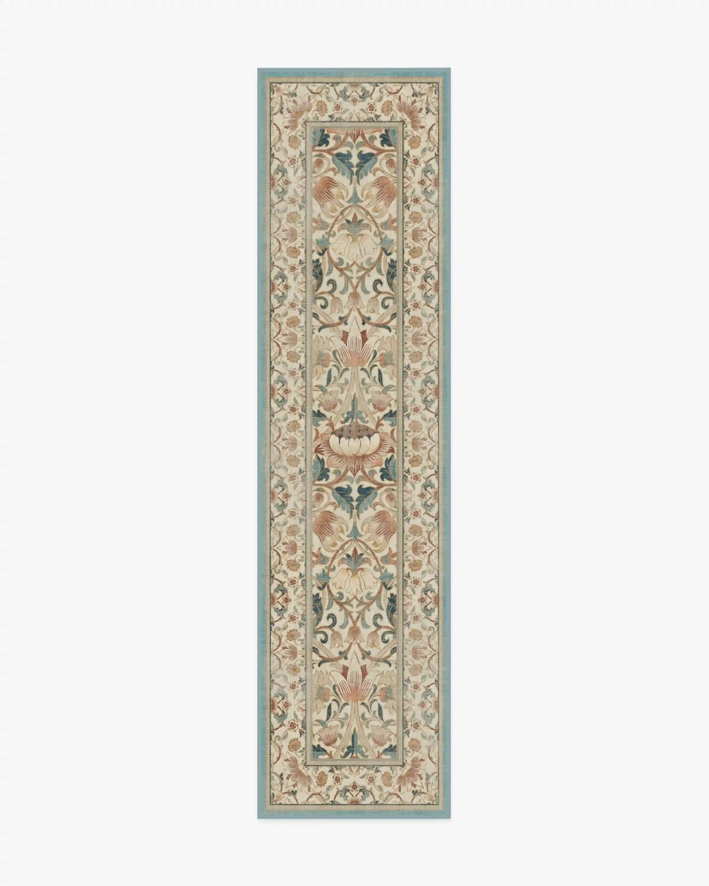 Lodden Soft Rose & Teal Rug by Morris & Co.