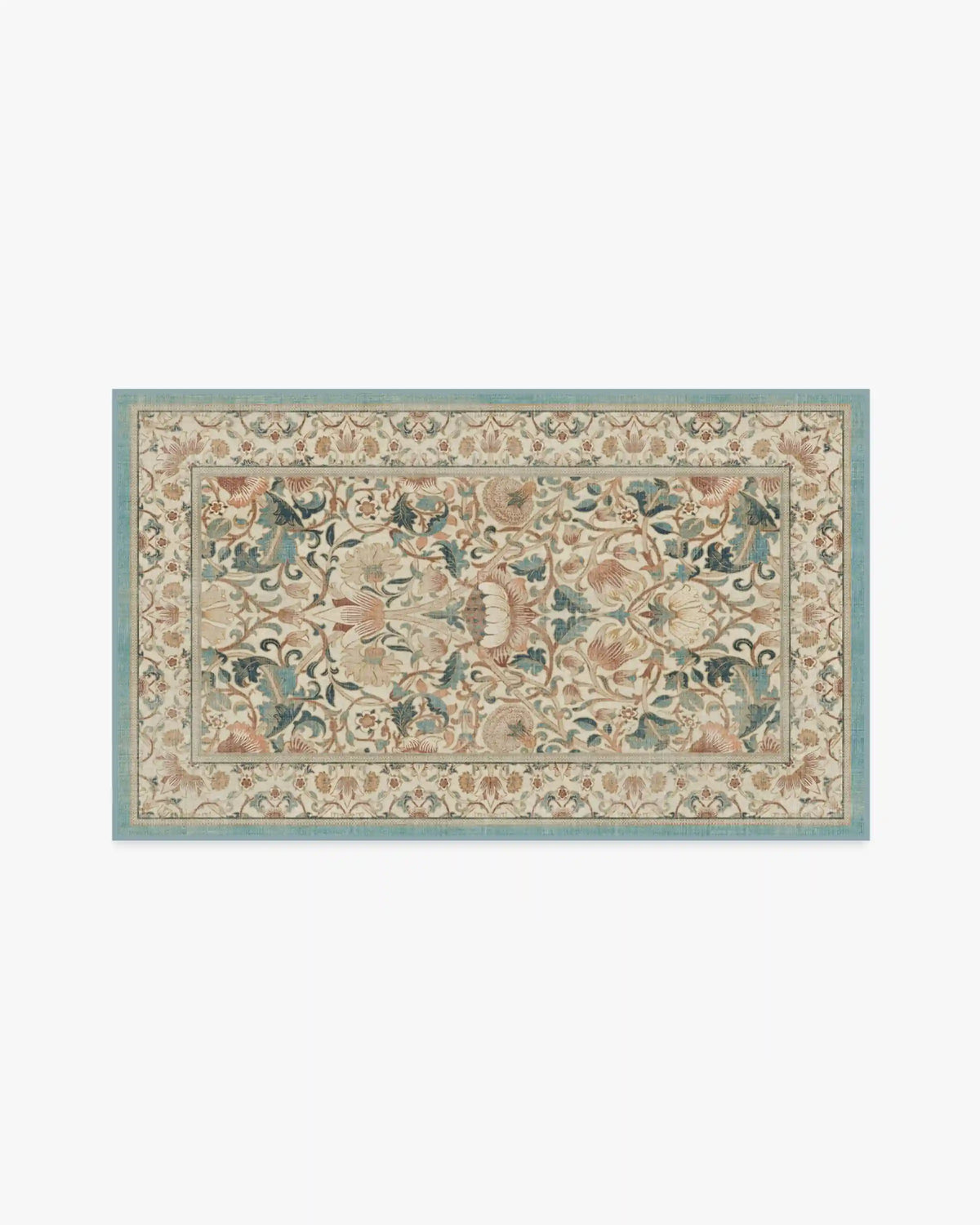 Lodden Soft Rose & Teal Rug by Morris & Co.