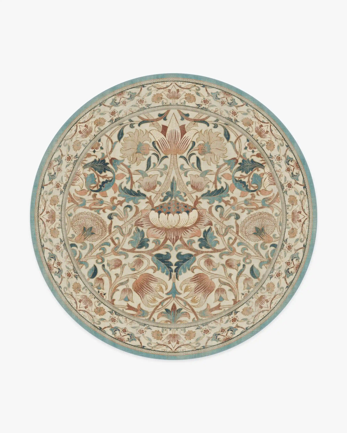 Lodden Soft Rose & Teal Rug by Morris & Co.