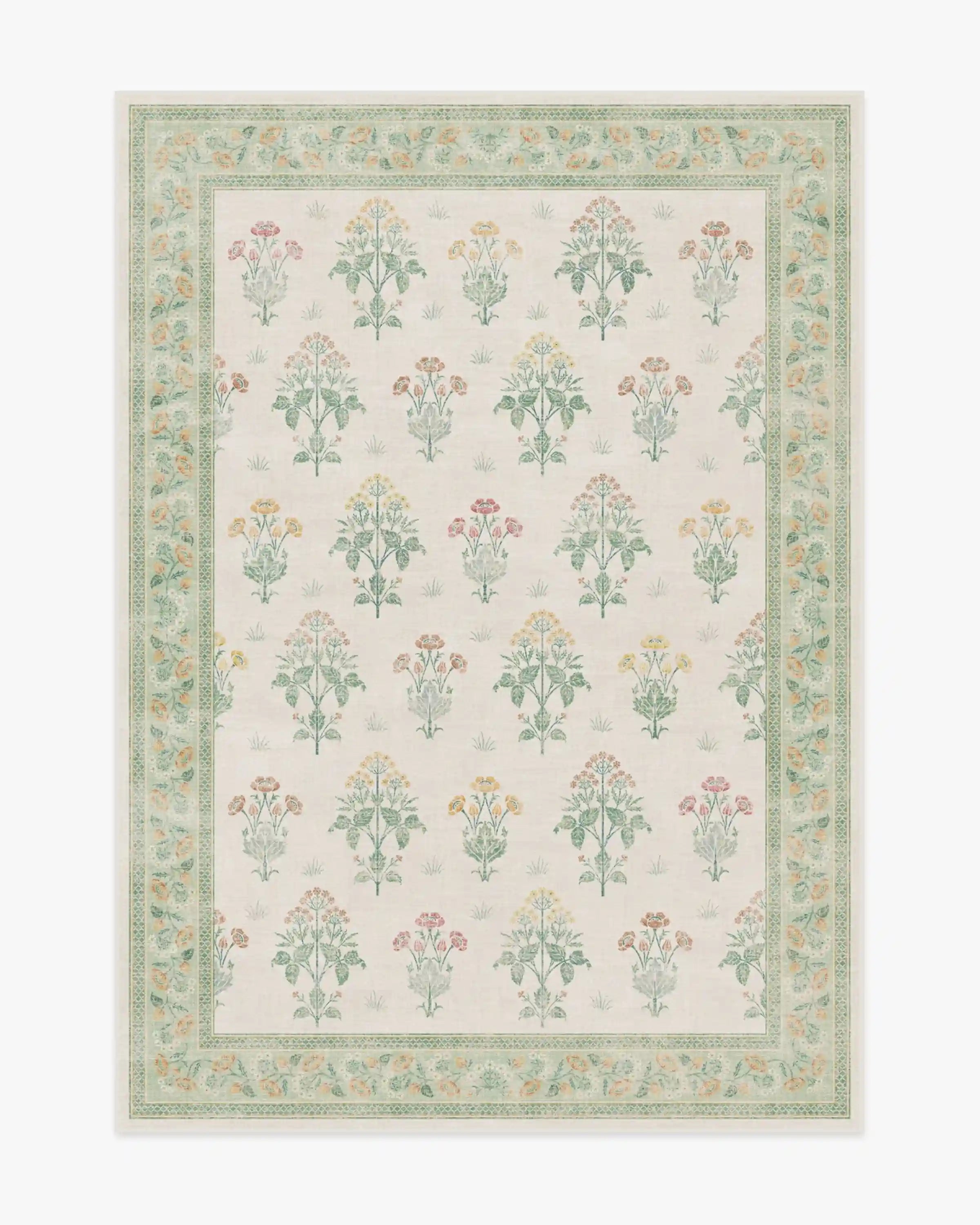 Meadow Sweet Ivory & Green Rug by Morris & Co.